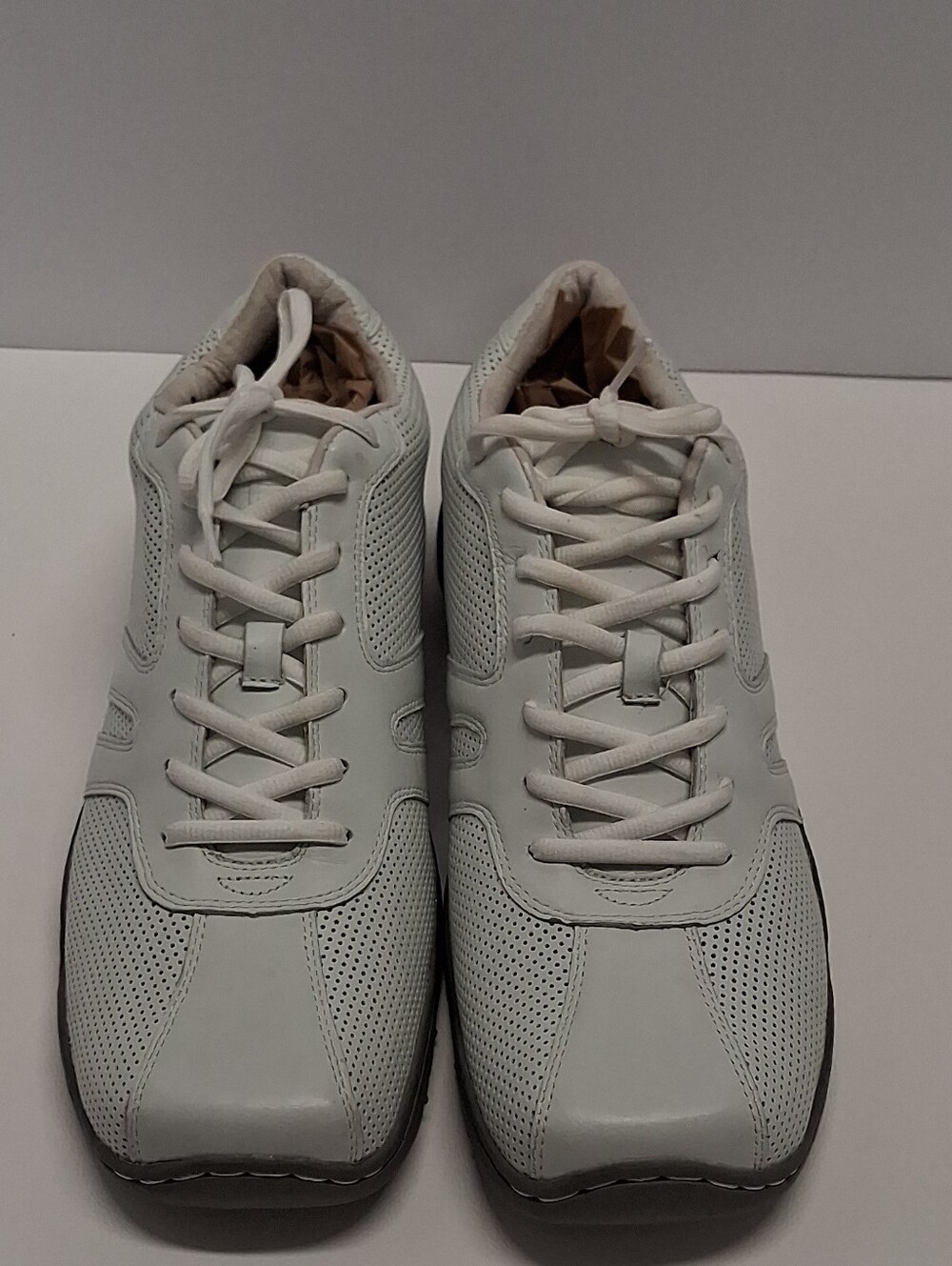 Men's White Perforated Lace-Up Sneakers - Comfortable Everyday Style